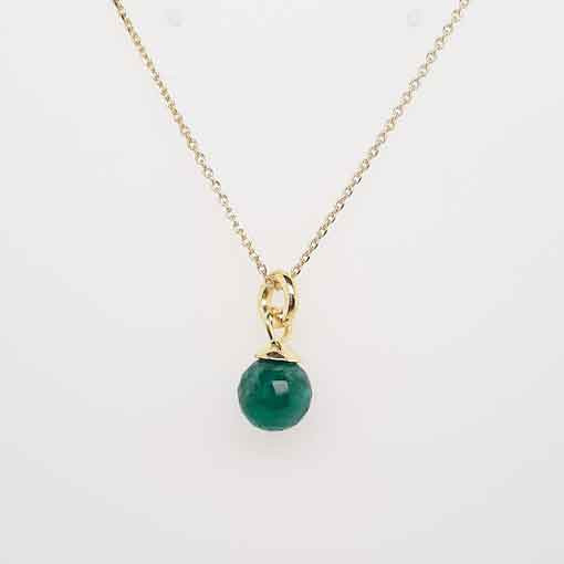 Silverchain, gold plated with Emerald Pendant