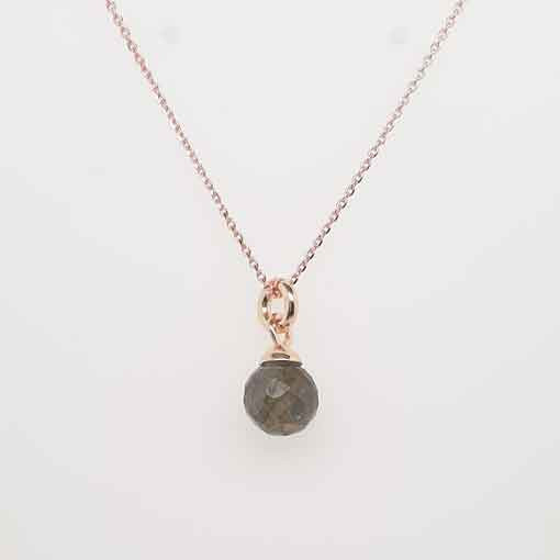 Silverchain, rose gold plated with Labradorite Pendant