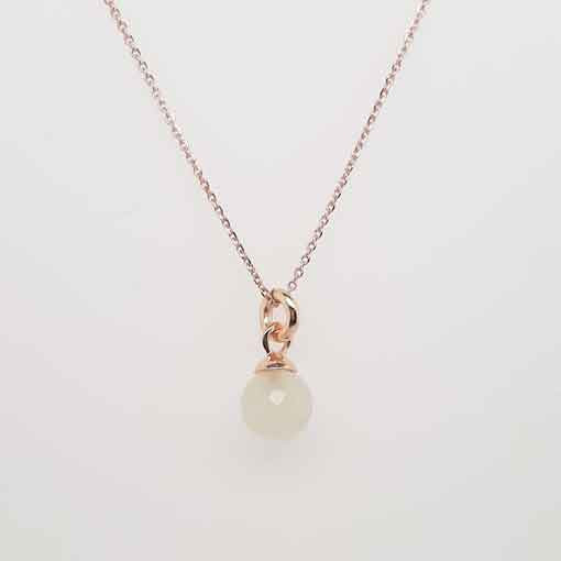 Silverchain, rose gold plated with Creamy Monnstone Pendant