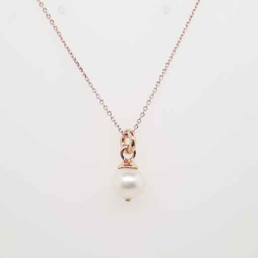 Silverchain, rose gold plated with Freshwater Pearl Pendant