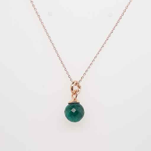 Silverchain, rose gold plated with Emerald Pendant