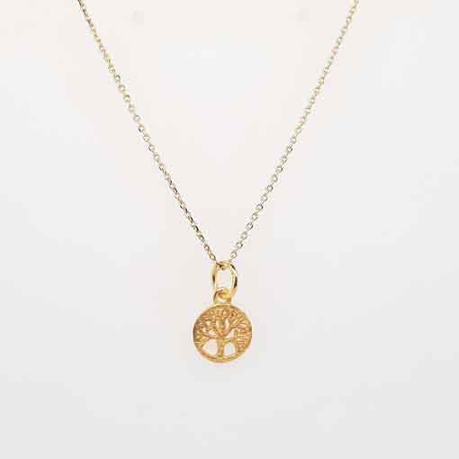 Silver Chain, gold plated with tree of life charm